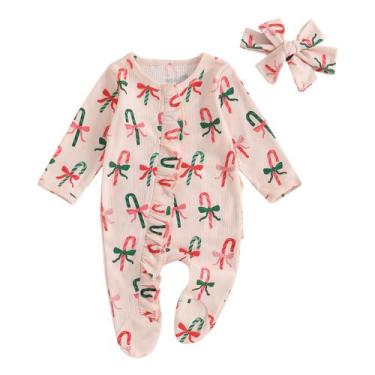 Imagem de Roupa de Natal para menina Eadrioss Waffle Candy Romper 6-12M