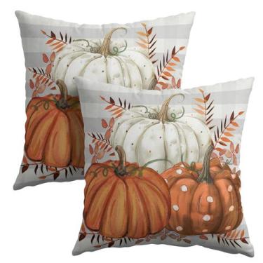 Imagem de Capa de travesseiro Granbey Fall Pumpkins 40x40cm Conjunto de 2 algodã