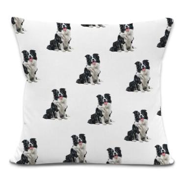Imagem de Yorhifa Fronhas decorativas para cães Border Collie 45,7 x 45,7 cm, presentes para donos de cães, presentes de Border Collie, para mulheres, capas de almofada para sofá, decoração de quarto de casa