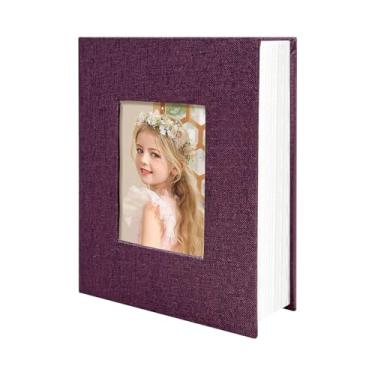 Imagem de HoneyTolly Álbum de fotos 10 x 15 bolsos para presentes de casamento, livro de memórias de capa dura de linho, álbuns de fotos para casamento, família, aniversário, bebê, fotos de férias