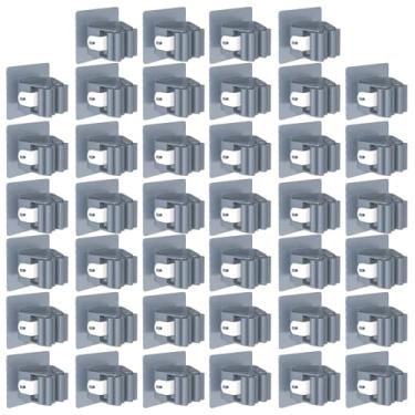 Imagem de 3-H Pacote com 40 suportes autoadesivos de parede – Organizador de vassoura resistente sem broca para garagem, armário, cozinha, rack de armazenamento de plástico para vassouras, esfregões