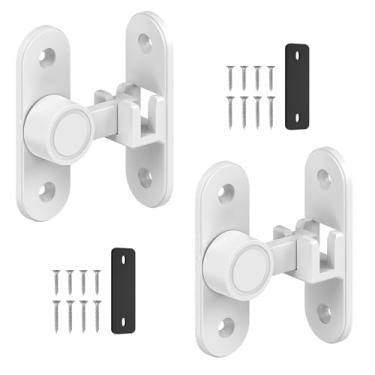 Imagem de YogePote Fechadura de porta de celeiro de 90/180 graus, ferragens para banheiro, quarto, cerca, garagem, armário, ao ar livre – Segurança doméstica e privacidade fechadura de porta deslizante (branco