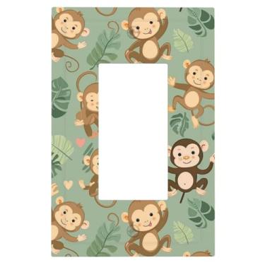 Imagem de 1 Gang Single GFCI Outlet Covers Decorator/Rocker Light Switch Placa de Parede Playful Monkeys Dispositivo Elétrico Face Plug Plate Cover para Receptáculo Dimmer Tomada USB