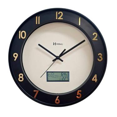 Imagem de Relógio Parede Herweg Dourado E Preto Silencioso 34,6cm 6864 Preto - Preto