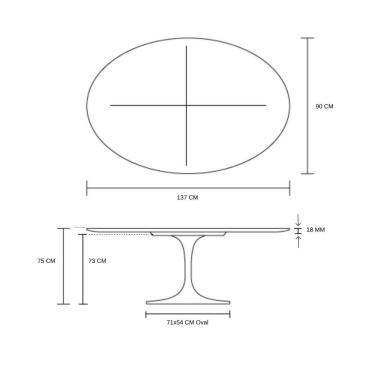 Imagem de Mesa De Jantar Tulipa Saarinen 137X90 Cm Tampo LaqueadoPreto