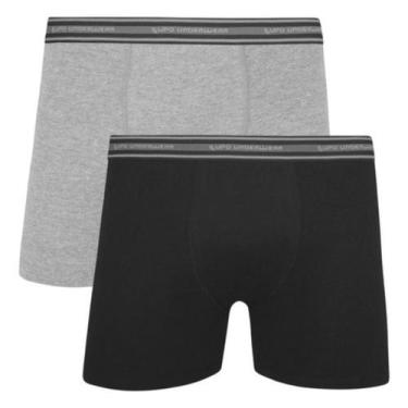 Imagem de Kit Com 2 Cuecas Boxer Lupo Algodão Adulto, Preto, Cinza mescla, G