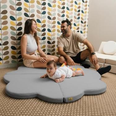 Imagem de Tatame Infantil Flowerpad – Tapete Infantil em Tecido Macio e Acolchoado com Design Modular - Little Duck (Cinza)