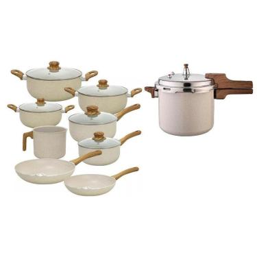 Imagem de Jogo De Panelas Com Panela De Pressão 9 Peças Vanilla Sahara