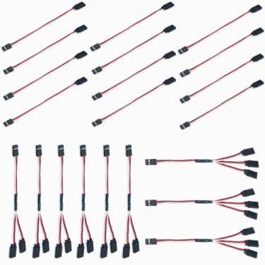 Imagem de 21pcs 3-Pin Y Connector Splitters Servo Extension Cable Male to Female for RC Car Airplanes JR Futaba 3-Style Mixed Servo Wire with Connector