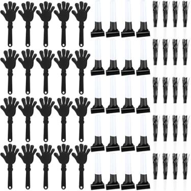 Imagem de 60 Pcs New Years Eve Party Noisemakers Supplies New Year Party Kit Includes 20 Hand Clappers 20 Plastic Blowers 20 Metallic Fringed Party Blowers 2026 New Years Party Supplies (Black)
