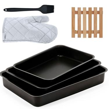 Imagem de Jogo De Assadeira 03 Pçs + Descanso Panela + Luva + Pincel