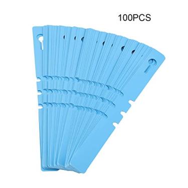 Imagem de 100 etiquetas de plástico para pendurar em árvores, etiquetas de sementes de plantas penduradas, etiquetas impermeáveis para jardim de berçário para identificação de jardim moderno (azul)