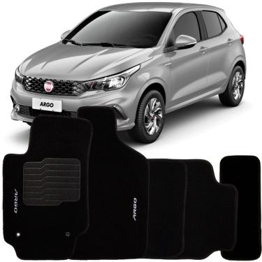 Imagem de Tapete Carpete Argo 2017 à 2025 Preto Logo Bordado Jogo 5 Peças Personalizado Automotivo