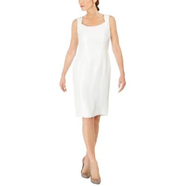 Imagem de Kasper Vestido feminino de manga cavada e gola quadrada, Marfim, 38