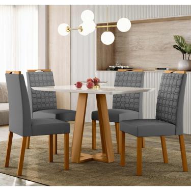 Imagem de Conjunto Sala De Jantar Mesa Lectus 1,20m Com 4 Cadeiras Sarah Ypê/off White/ja02 - New Ceval