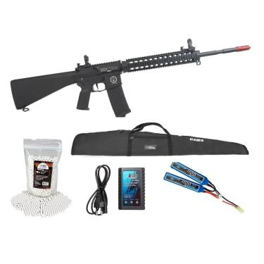 Imagem de Rifle Airsoft Ar15 10? Dmr Plus+ Carregador + Bateria+ Itens