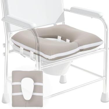 Imagem de RoamReady Almofada de cabeceira de cabeceira, assento de vaso sanitário acolchoado inflável para idosos, deficientes acamados, almofada de assento de cômoda com capa de tecido removível para alívio de