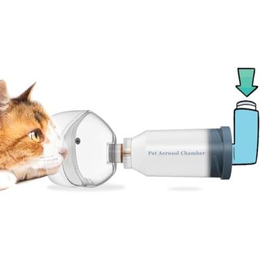 Imagem de Câmara de aerossol para animais de estimação com válvula fácil para gatos e cães - máscara maior para cobrir focinho e boca - especialmente projetada para animais de estimação (P - gatos e cães)