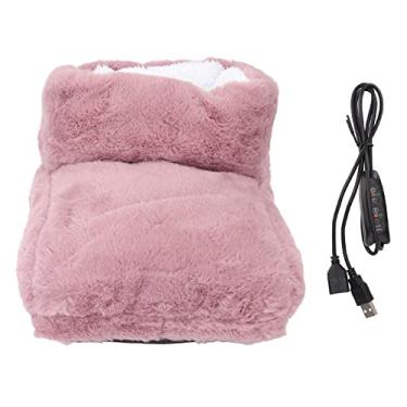 Imagem de Botas aquecedoras de pés elétricas aquecidas rosa USB recarregável termostática aquecedor de pés para dormitório de escritório doméstico Veludo super macio 25 x 30 x 25 cm