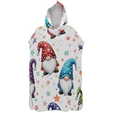 Imagem de Joisal Roupão de mudança de poncho de surfe para adultos toalha de natação com capuz secagem rápida gnomos bonitos estrelas branco poncho masculino com capuz