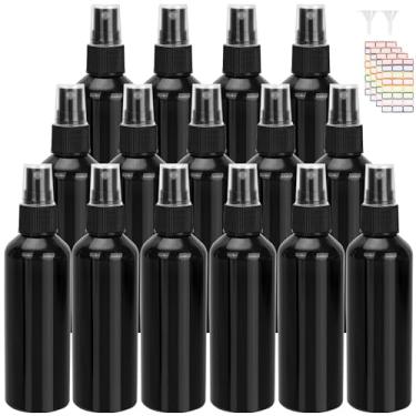 Imagem de YEUIKERR Pacote com 24 frascos pequenos de spray de plástico preto de 170 g, frascos vazios de névoa fina, recarregáveis, frascos pulverizadores de 170 g a granel para viagens, óleos essenciais