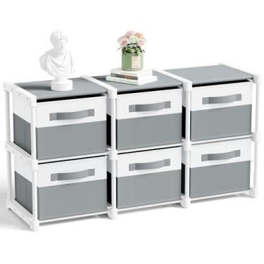 Imagem de Thyle Prateleira organizadora de cubo grande com 6 caixas de 35,5 cm Gavetas dobráveis de armazenamento de cubo para roupas, brinquedos, estantes de presente de Natal para sala de jogos de berçário