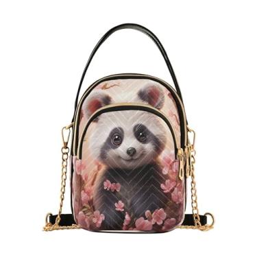 Imagem de Joisal Bolsa tiracolo acolchoada com desenho de cachorro-quente para mulheres, bolsa de ombro pequena com zíper triplo para o verão, Lindo guaxinim, 15*21*8cm