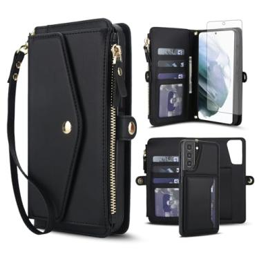 Imagem de Asuwish Capa de celular para Samsung Galaxy S21 Plus S21+ 5G capa carteira compatível com Magsafe RFID protetor de tela transversal alça alça flip porta-cartões S21+5G S21plus 21S + S 21 21+ G5 preta
