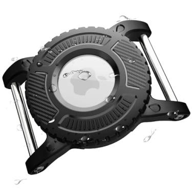 Imagem de PUP COVE Suporte para coleira de cachorro Airtag | Suporte impermeável para airtag para cães - para coleira Air Tag com laços de metal, durável, leve, serve para coleira Airtag de 2,5 cm (preta)