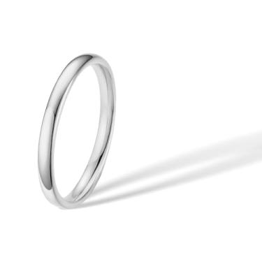 Imagem de munone Alianças de casamento de 2 mm para mulheres, anel de ouro 14k, anel plano de ajuste confortável tamanho 5-10, 6, Metal não precioso, Sem pedra preciosa