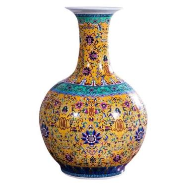 Imagem de Vaso para decoração de vaso de cerâmica grande clássico para decoração de flores secas, arte, casa, casa, sala de estar, hotel, decoração de cerâmica