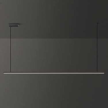Imagem de Luminária pendente linear de cobre, luminária suspensa de latão preto com cúpula de acrílico, lustre LED moderno, luminárias de suspensão ultrafinas para sala de jantar, luminárias pendentes