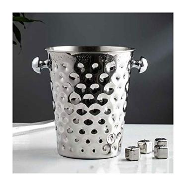 Imagem de WYNSJDBB Balde de gelo balde de gelo ponto martelo balde de gelo engrossado doméstico bebida balde de gelo aço inoxidável restaurante champanhe balde bar coquetel balde champanhe
