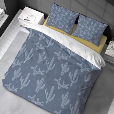Imagem de Conjunto de capa de edredom de cacto botânico, conjunto de cama king para meninas, meninos e crianças, capas de edredom solteiro/casal/queen/king 155 x 220 cm -50 x 75 cm x 2