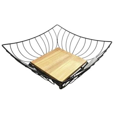 Imagem de Fruteira Quadrada Aramada 25 cm Organizador de Frutas para Mesa e Bancada Estrutura Resistente com Design Vazado para Cozinha