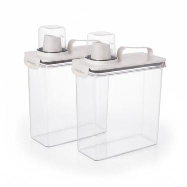 Imagem de Kit 2 dispenser sabão e graos cristal dosador 3l marmore - Plasutil