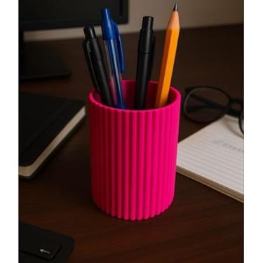 Imagem de Vaso Decorativo Moderno e Minimalista - Porta-Canetas, Trecos, Pincéis e Lápis para Mesa de Escritório e Home Office (Rosa pink)