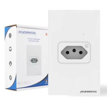 Imagem de Tomada Inteligente de embutir 20A 4x2 com vidro temperado e Medidor de consumo elétrico Compatível com Google Home e Alexa da Amazon (Branca)