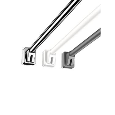 Imagem de Vara de secagem telescópica não perfurada varanda varanda varão de cortina suporte de guarda-roupa rack de cortina de chuveiro, prata 70 ~ 120 cm