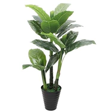 Imagem de Plantas falsas, planta artificial, árvore artificial em vaso de plástico para berçário, planta de folha dividida tropical falsa para decoração de sala de estar, plantas artificiais para ambientes