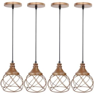 Imagem de 4 Pendentes Aramado Esfera Balonê Lustre Luminária Teto Regulável Sala