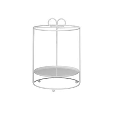 Imagem de Suporte de bolo branco estilo europeu para decoração de mesa de sobremesa de casamento suporte de exibição de chá da tarde prato de lanche cilíndrico para bolo suporte de cupcake (A)