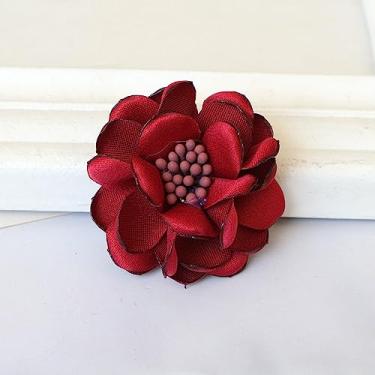 Imagem de 10 peças/lote série vermelha rosa tecido flor para convite de casamento flores artificiais para decoração de vestido, 10