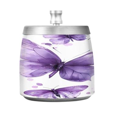Imagem de STAYTOP Lindo cinzeiro de borboleta com tampa, aço inoxidável à prova de vento, sem fumaça, cinzeiro grande para uso ao ar livre para decoração de escritório em casa