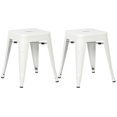 Imagem de Kit 2 Banquetas Baixas Iron Tolix 45 Cm Branco Branco