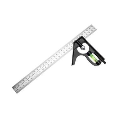 Imagem de Régua De Ângulo Ajustável Com Transferidor: Ferramenta De Medição Mult