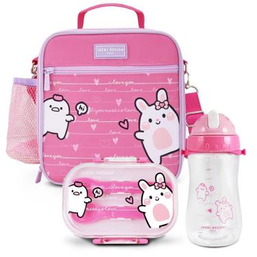 Imagem de Kit Infantil 3pçs - Bolsa Térmica, Pote P/ Lanche 400ml E Garrafa 460ml - Pink