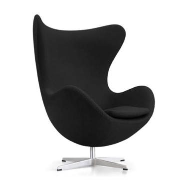 Imagem de Poltrona Egg Sem Puff Base Alumínio Em Sued Preto