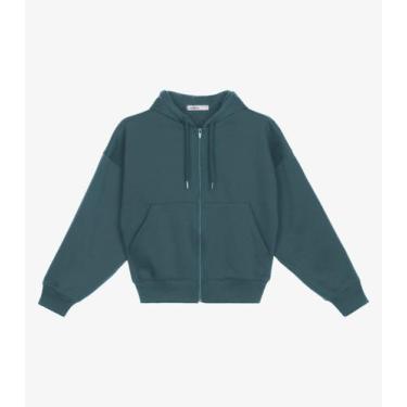 Imagem de Jaqueta Feminina Com Capuz Moletom Felpado Endless Verde, M, Verde