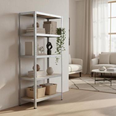 Imagem de Estante De Aco E Mdf 5 Prateleiras 176X90X40Cm 875Kg Spaceo